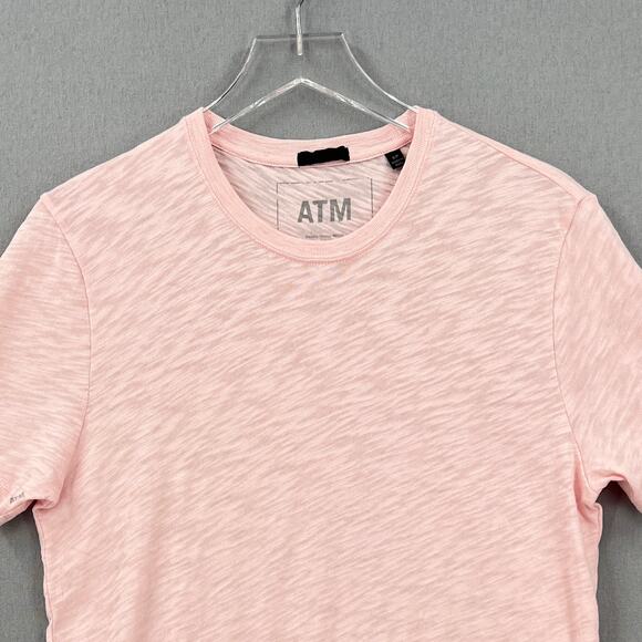 ATM Anthony Thomas Melillo Slub Crewneck Tee Mens Small Pink Short Sleeve Cotton - Picture 5 of 13